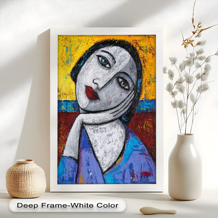 Quiet Reflection – Textured Modern Portrait Picasso Oil Painting