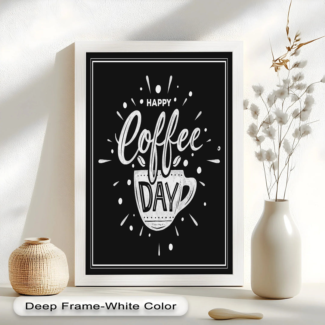 Happy Coffee Day – Fun Typography Oil Painting - MyPhotoStation