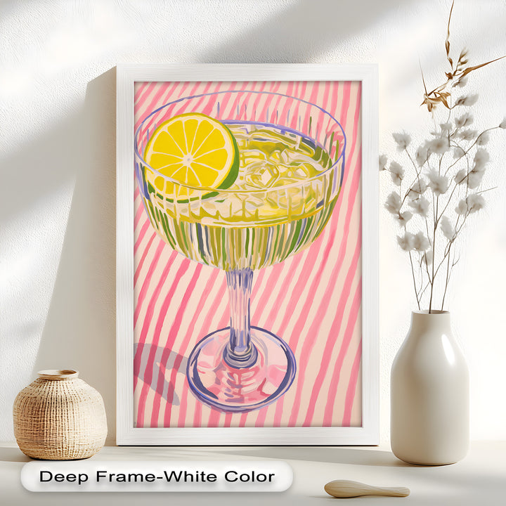 Lime Cocktail Pop Art – Modern Pink Kitchen Decor Oil Painting