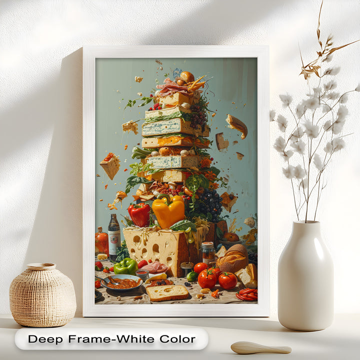 Cheese Tower Symphony – Explosives Gourmet-Fantasy-Food-Gemälde