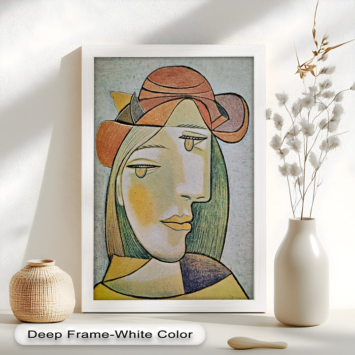 Soft Gaze of Solitude – Abstract Female Portrait Picasso Oil Painting