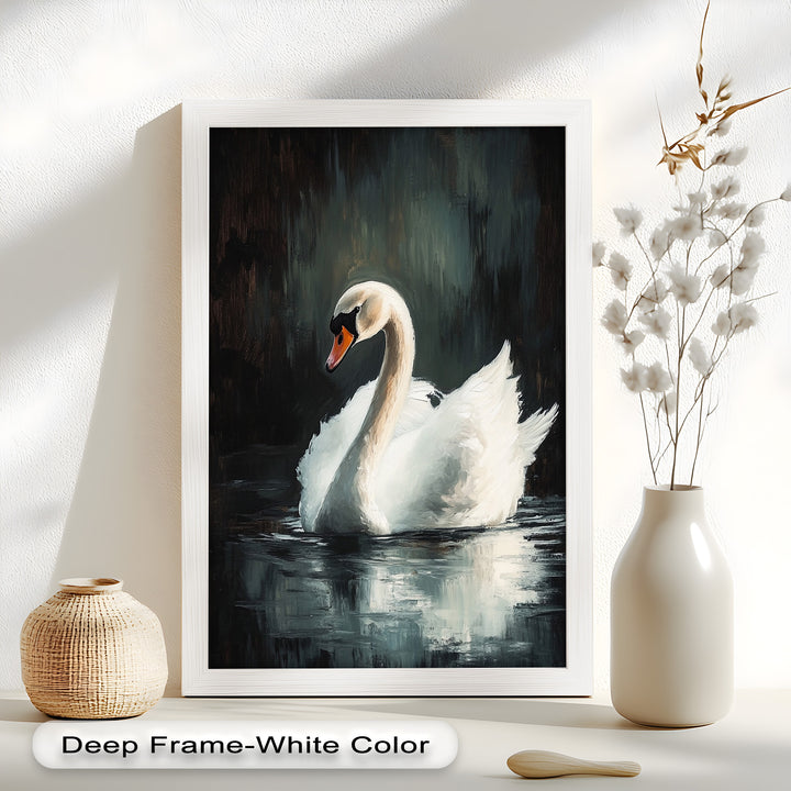 Solitary Grace – White Swan Oil Painting