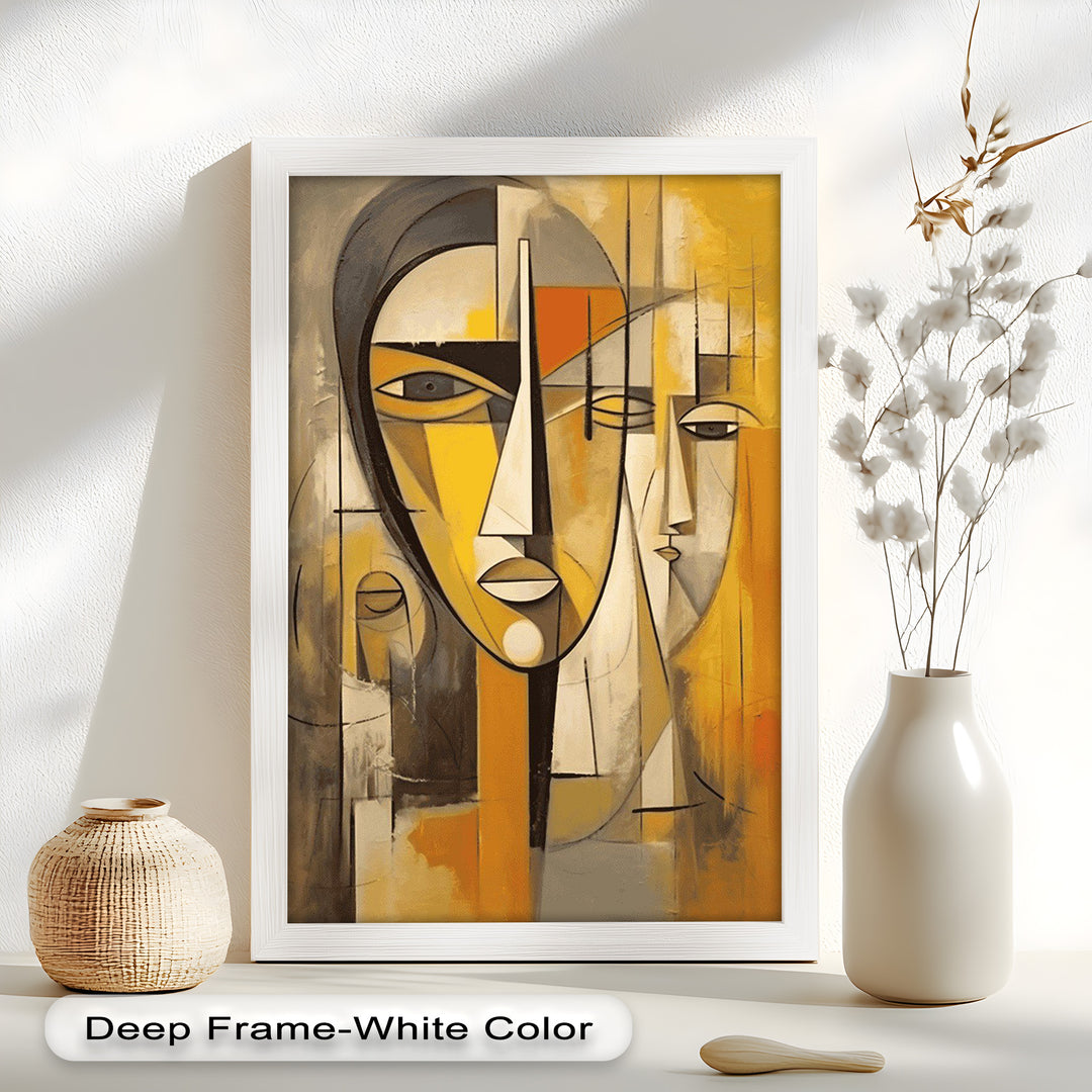 Amber Contours – Abstract Portrait Series in Picasso Oil Painting