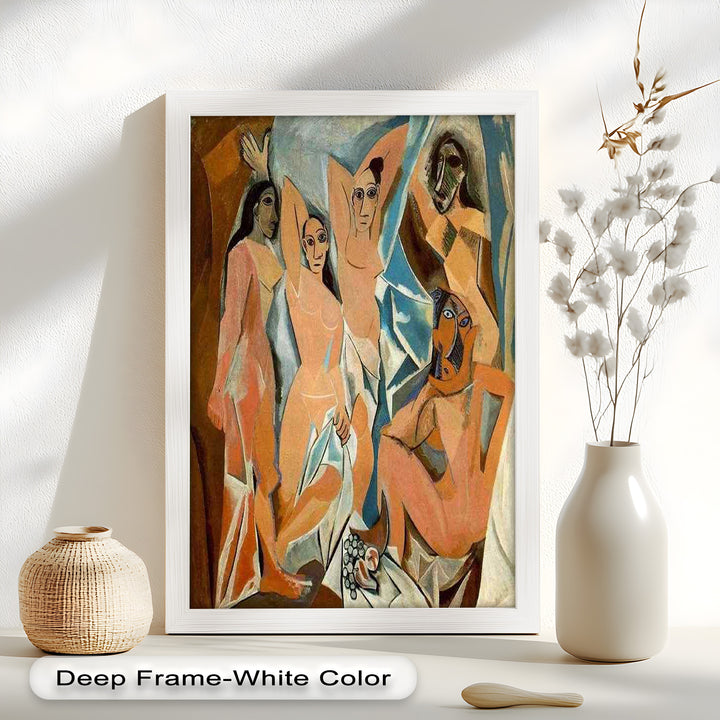 Echoes of Les Demoiselles – Picasso-Inspired Cubist Nude Figures Oil Painting
