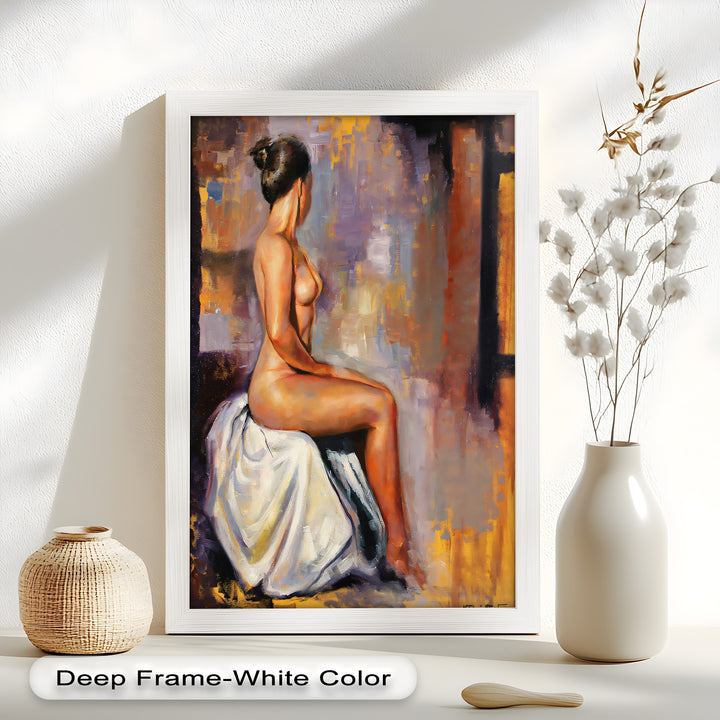 Poised in Silence – Figurative Nude Abstract Oil Painting