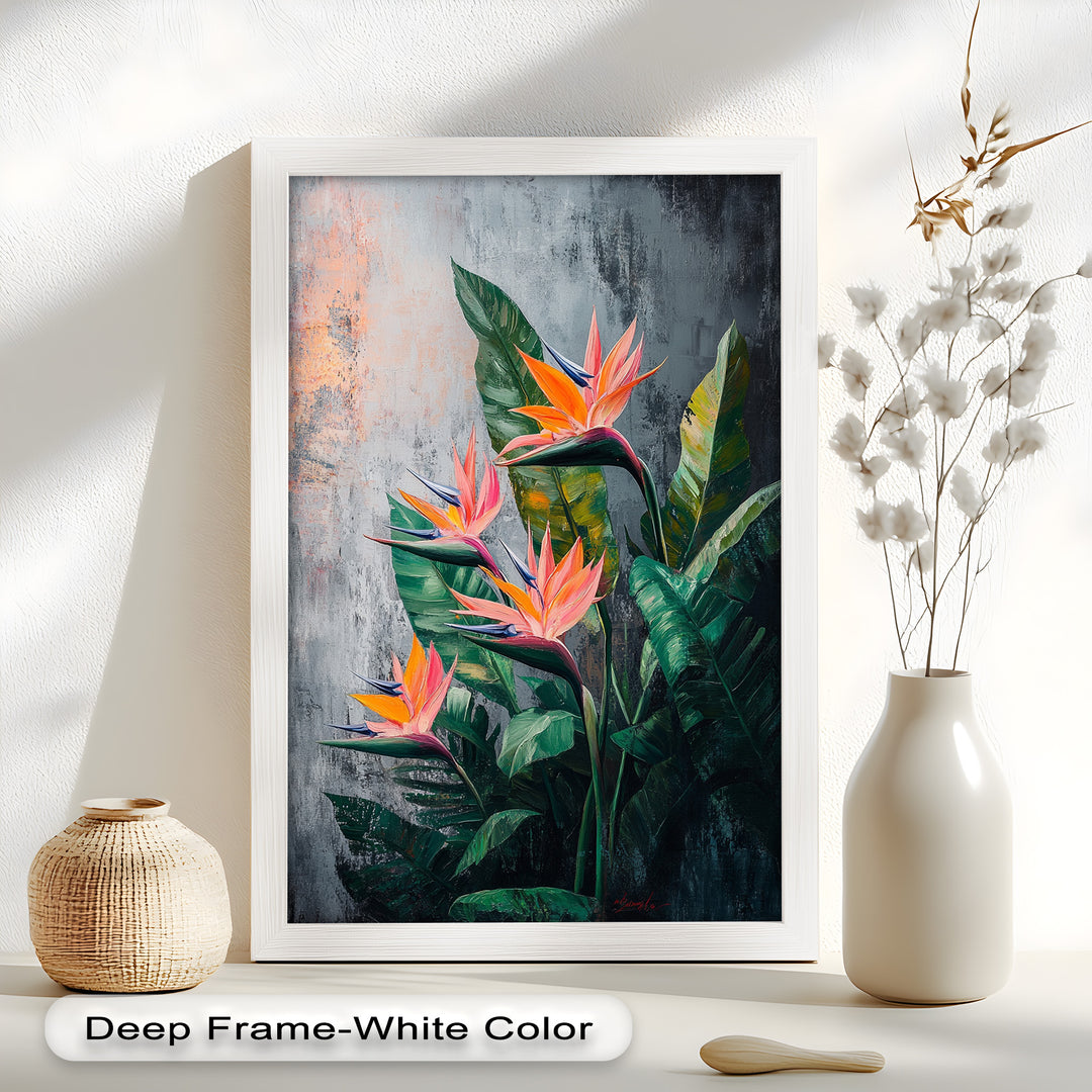 Tropical Flame – Bird of Paradise Botanical Oil Painting