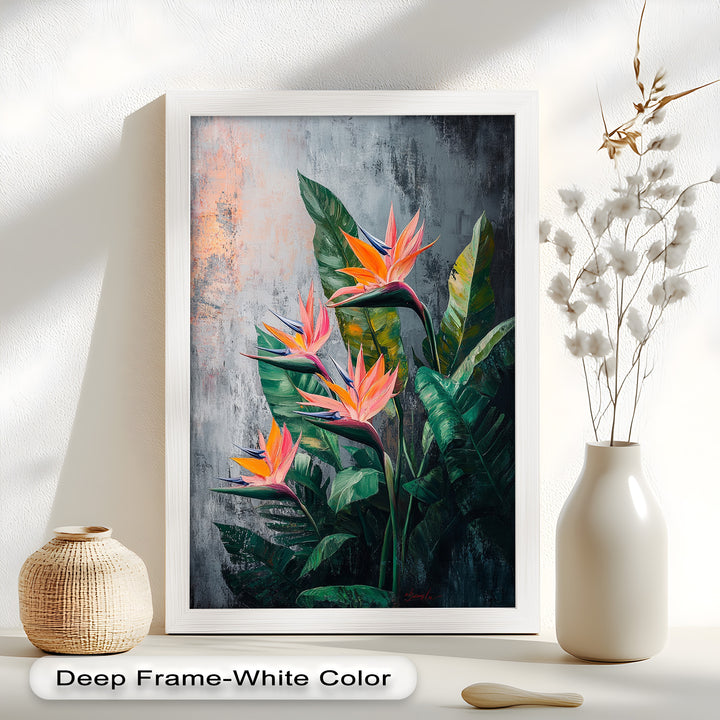 Tropical Flame – Bird of Paradise Botanical Oil Painting