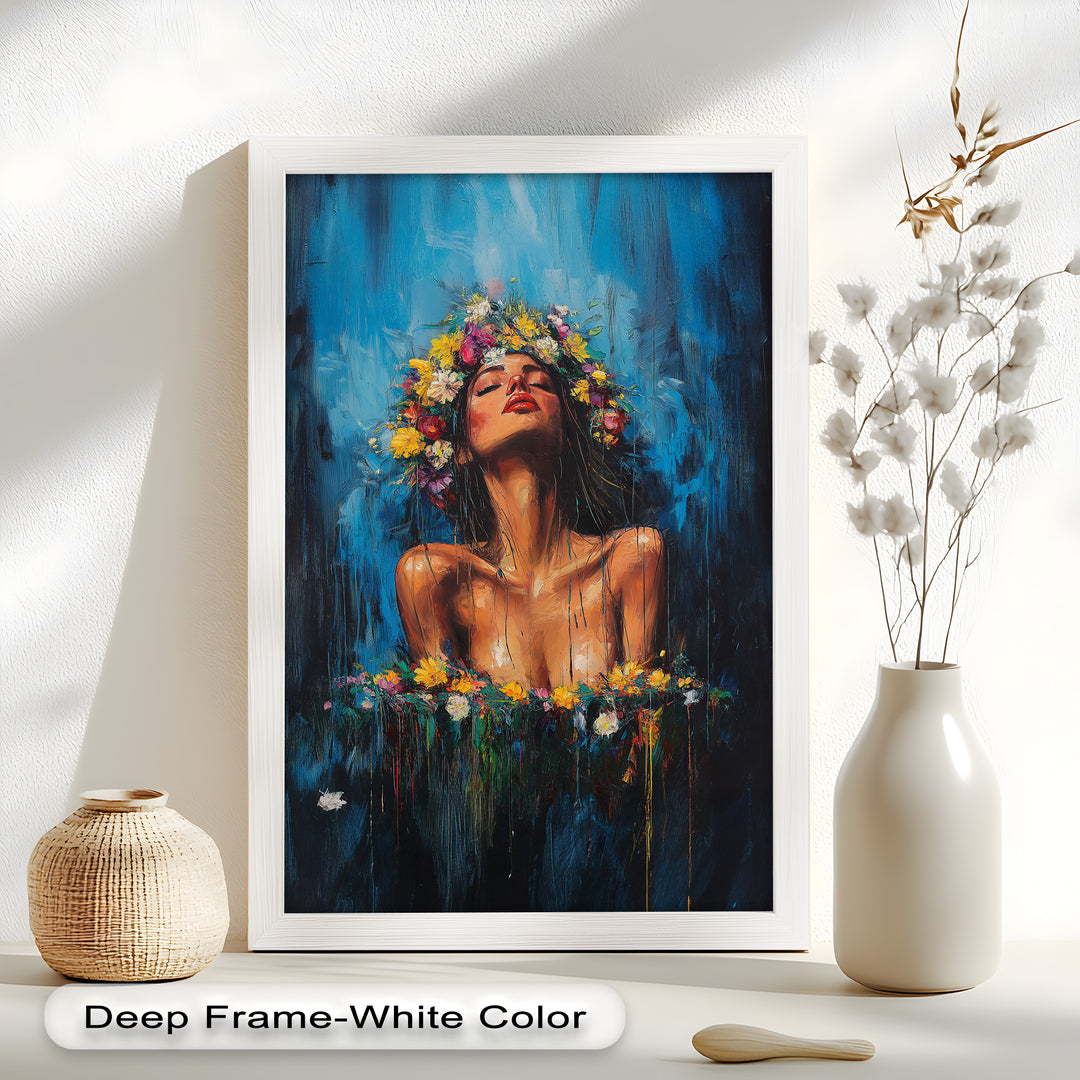 Floral Reverie – Ethereal Woman with Flower Crown Oil Painting