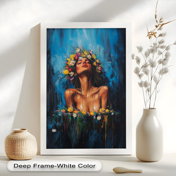 Floral Reverie – Ethereal Woman with Flower Crown Oil Painting