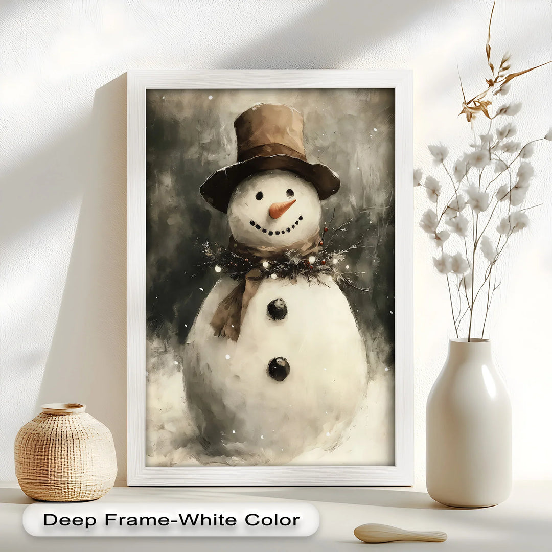 Frosty Cheer – Snowman in Winter Wonderland Oil Painting - MyPhotoStation