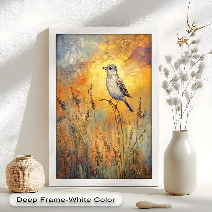 Twilight Songbird – Expressive Bird Oil Painting