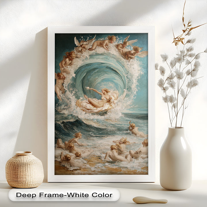 Birth of the Wave – Mythological Goddess and Cherubs Oil Painting