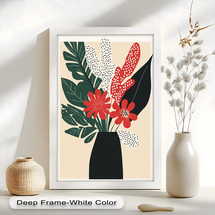 Purpurrote Blüte in monochromer Vase – Modernes florales Ölgemälde