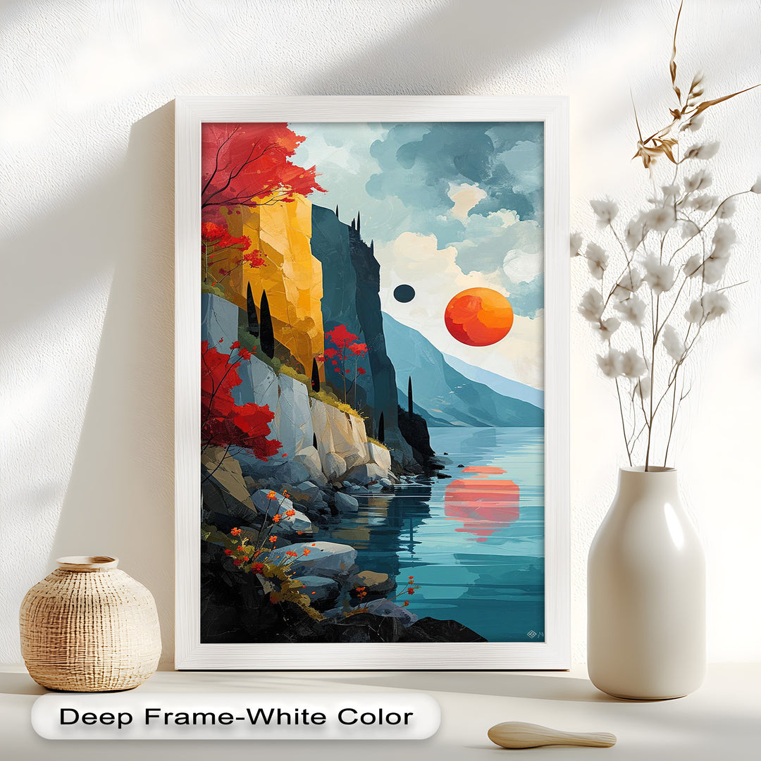 Celestial Cliffs – Surreal Coastal Landscape Picasso Oil Painting