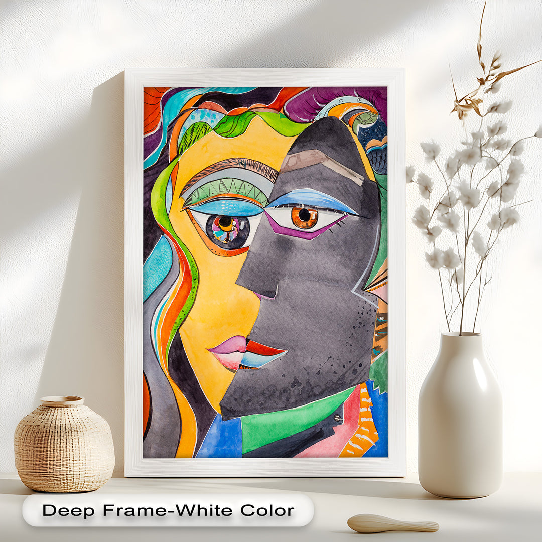Dual Visions – Vibrant Abstract Faces Picasso Oil Painting