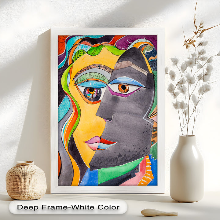 Dual Visions – Vibrant Abstract Faces Picasso Oil Painting