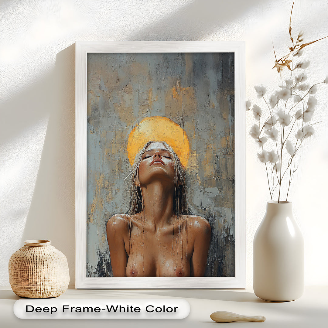 Haloed Grace – Ethereal Nude Portrait Oil Painting