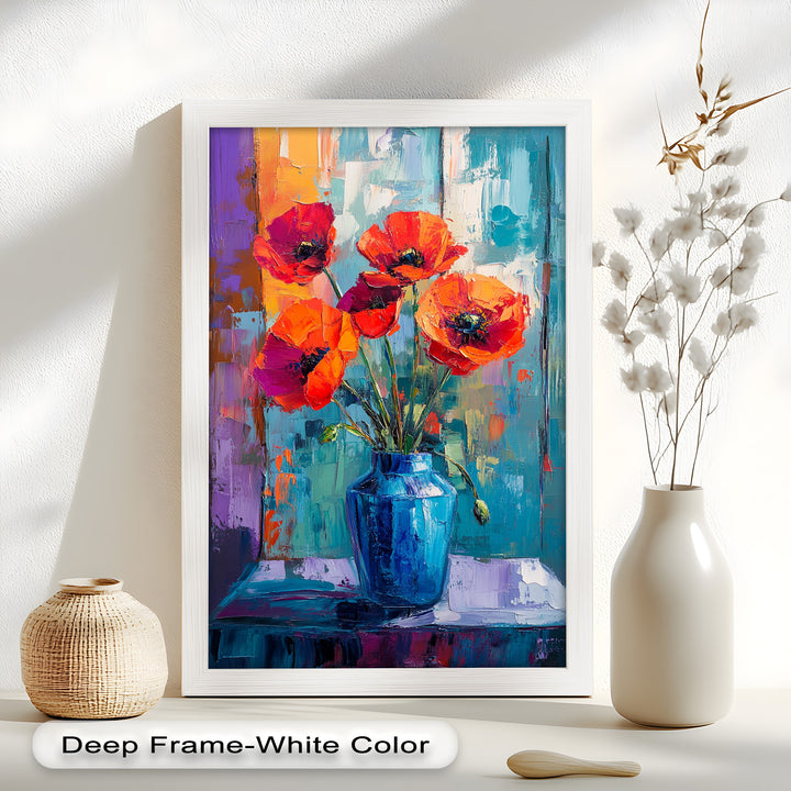 Crimson Blooms – Poppy Flower Oil Painting