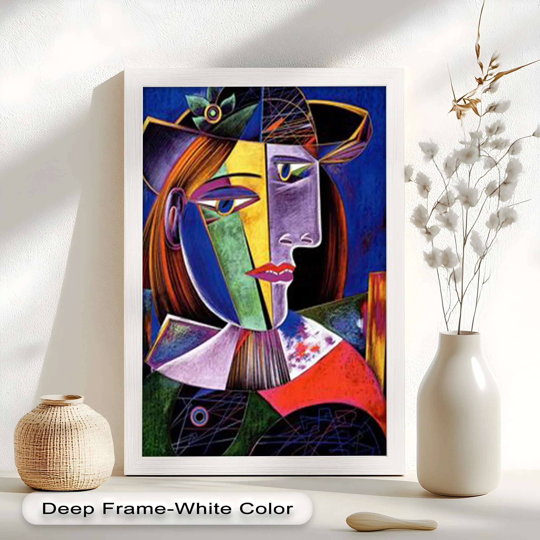 Vibrant Woman with a Flower Hat – Picasso Oil Painting