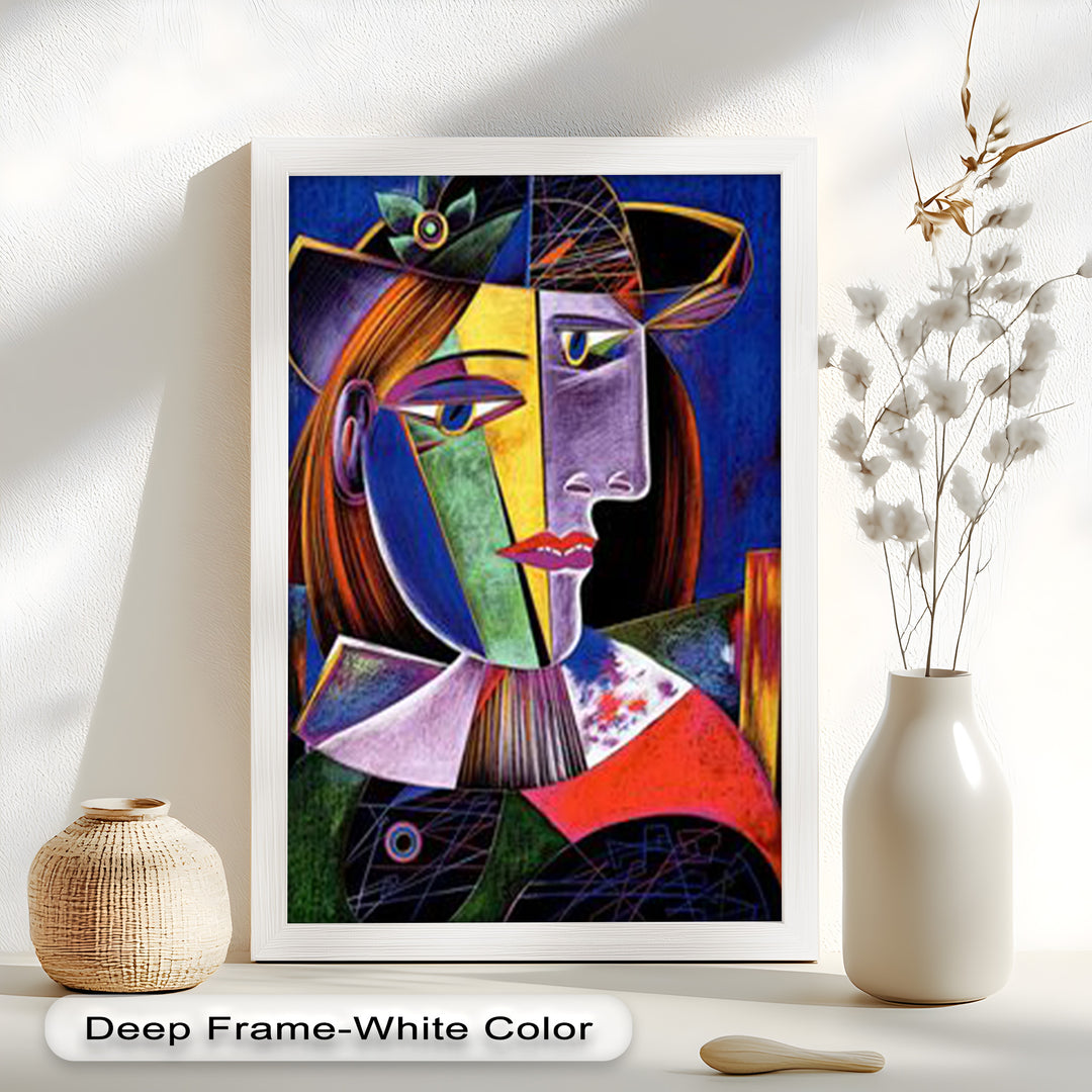 Vibrant Woman with a Flower Hat – Picasso Oil Painting