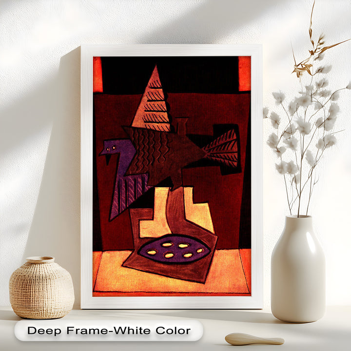 Geometric Bird Abstract Wall Art – Modern Cubist Oil Painting