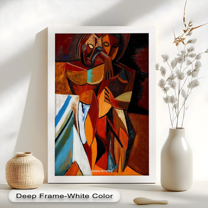 Abstract Embrace Wall Art – Cubist Oil Painting