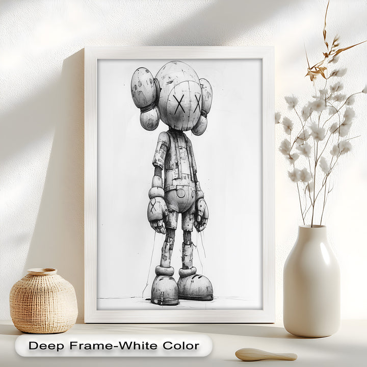 Timber Companion – Monochrome KAWS Oil Painting