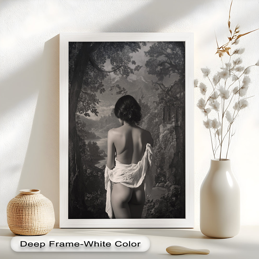 Silent Reverie – Classical Nude in Monochrome Oil Painting