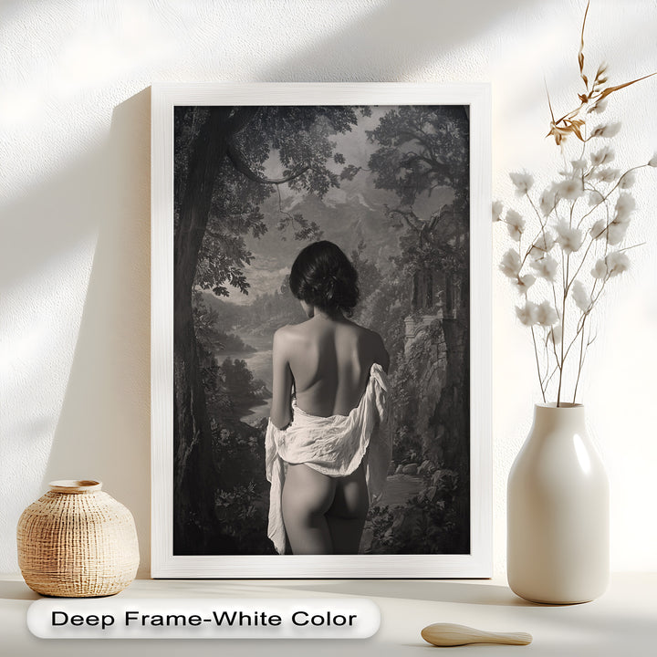 Silent Reverie – Classical Nude in Monochrome Oil Painting