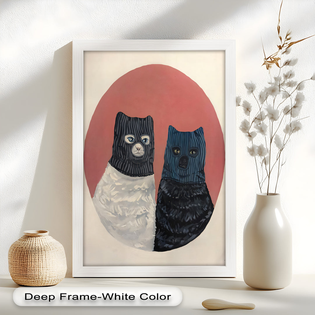 Masked Companions – Contemporary Cat Oil Painting