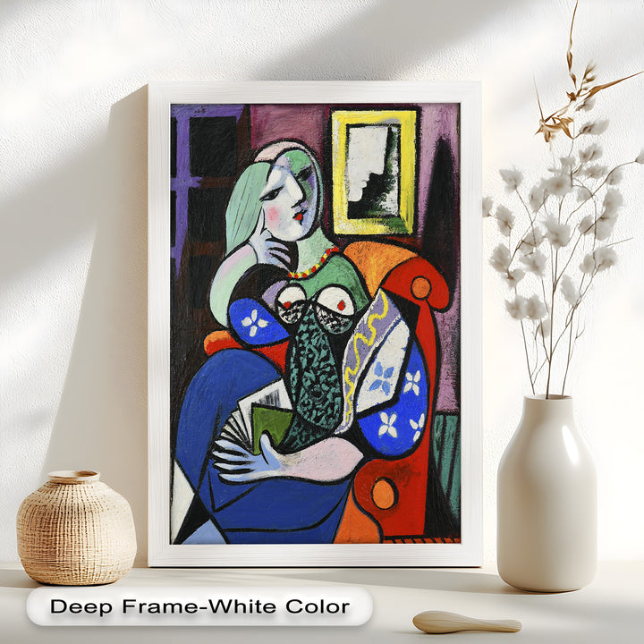 Woman with a Book – Cubist Interior Portrait Picasso Oil Painting