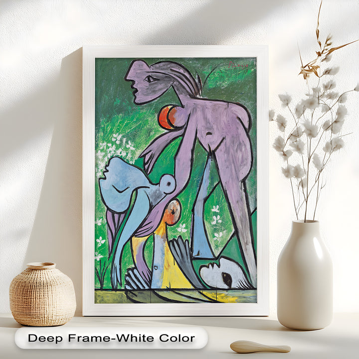 Reclining in Nature – Picasso-Inspired Abstract Nude Oil Painting
