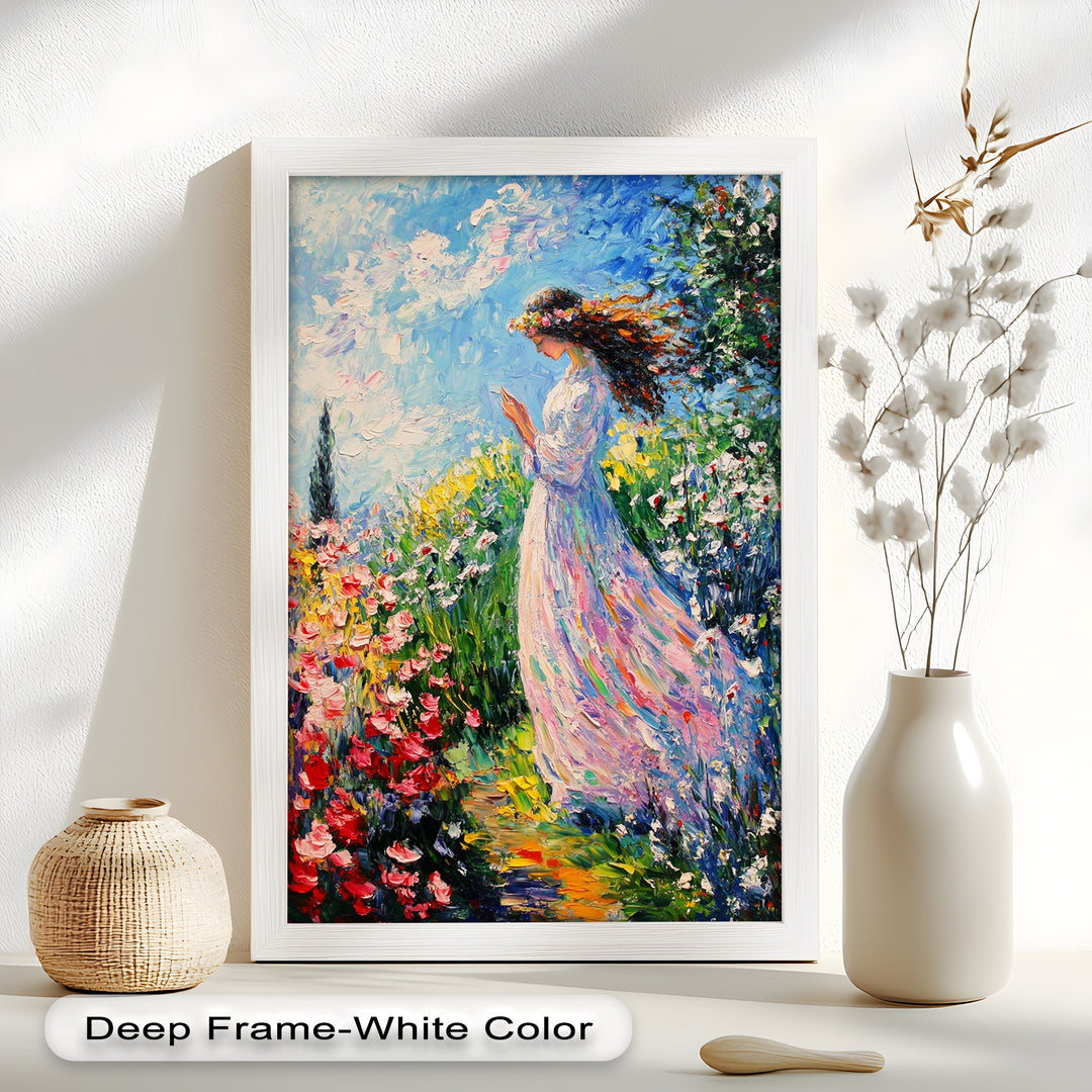Woman in Floral Crown - Impressionist Oil Painting