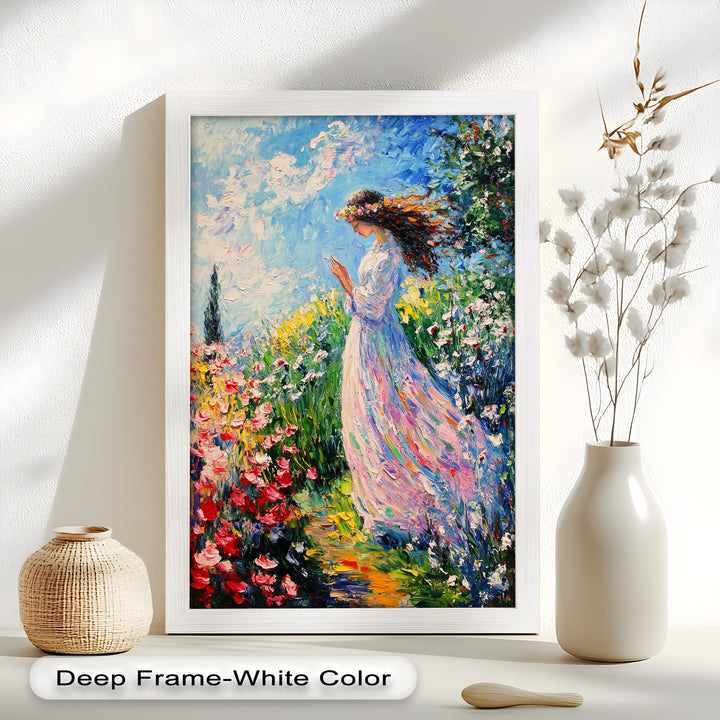 Woman in Floral Crown - Impressionist Oil Painting