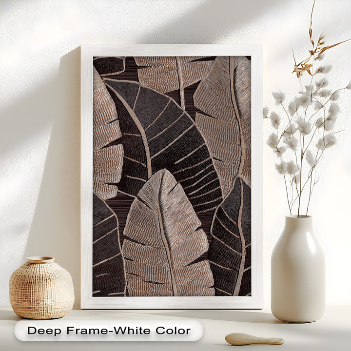 Tactile Tropics – Brown Leaf Composition Flower Oil Painting
