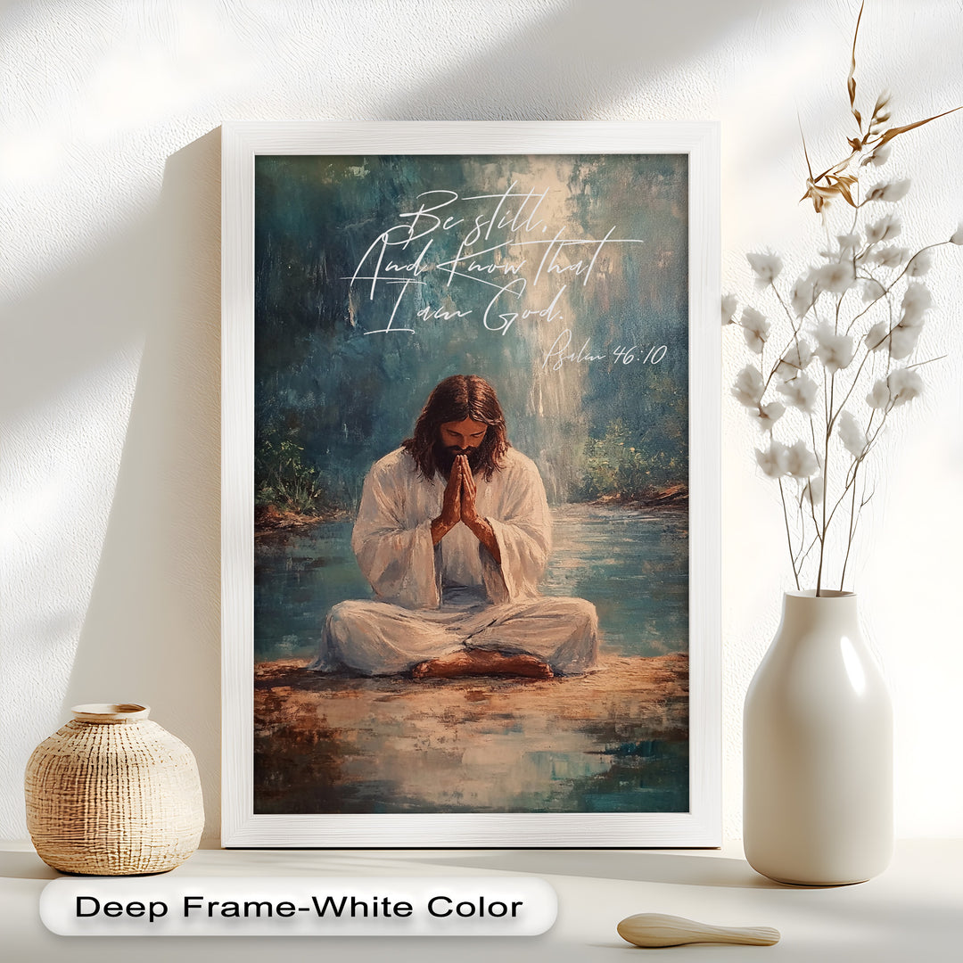 Psalm 46:10 – Be Still and Know Bible Verse Oil Painting