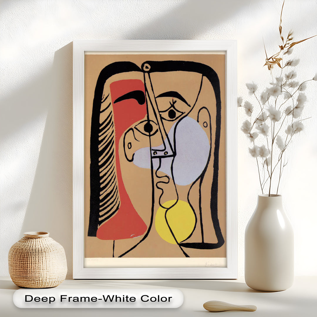 Fragmented Gaze – Minimalist Cubist Portrait Picasso Oil Painting