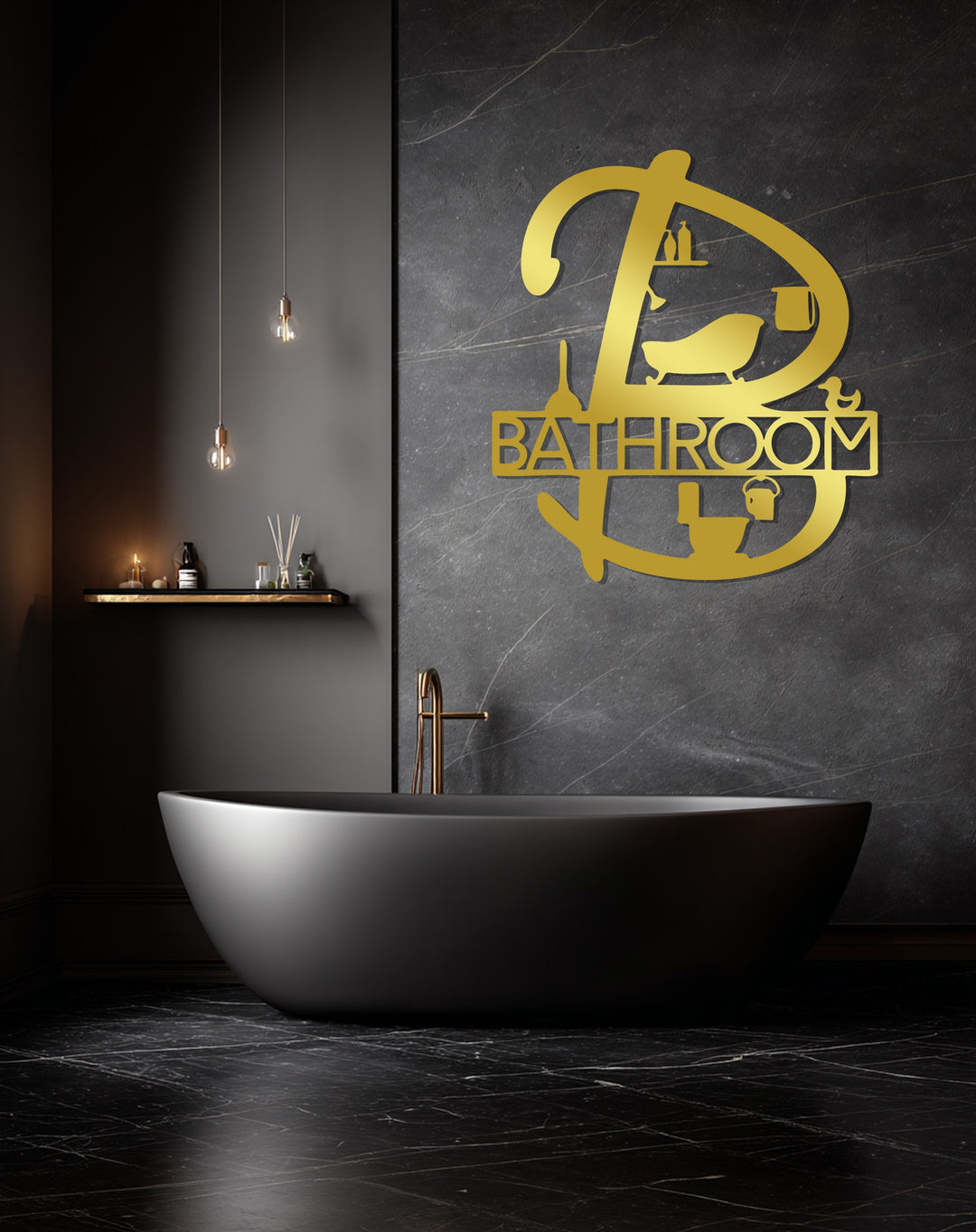 Elegant Letter B – Bathroom Metal Wall Art Sign