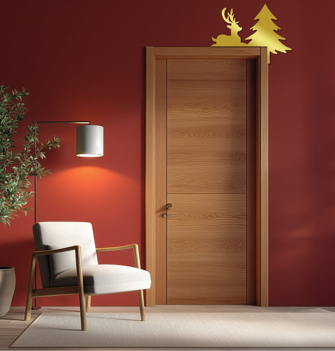 رنة صامتة وشجرة صنوبر - ديكور معدني للمدفأة لعيد الميلاد