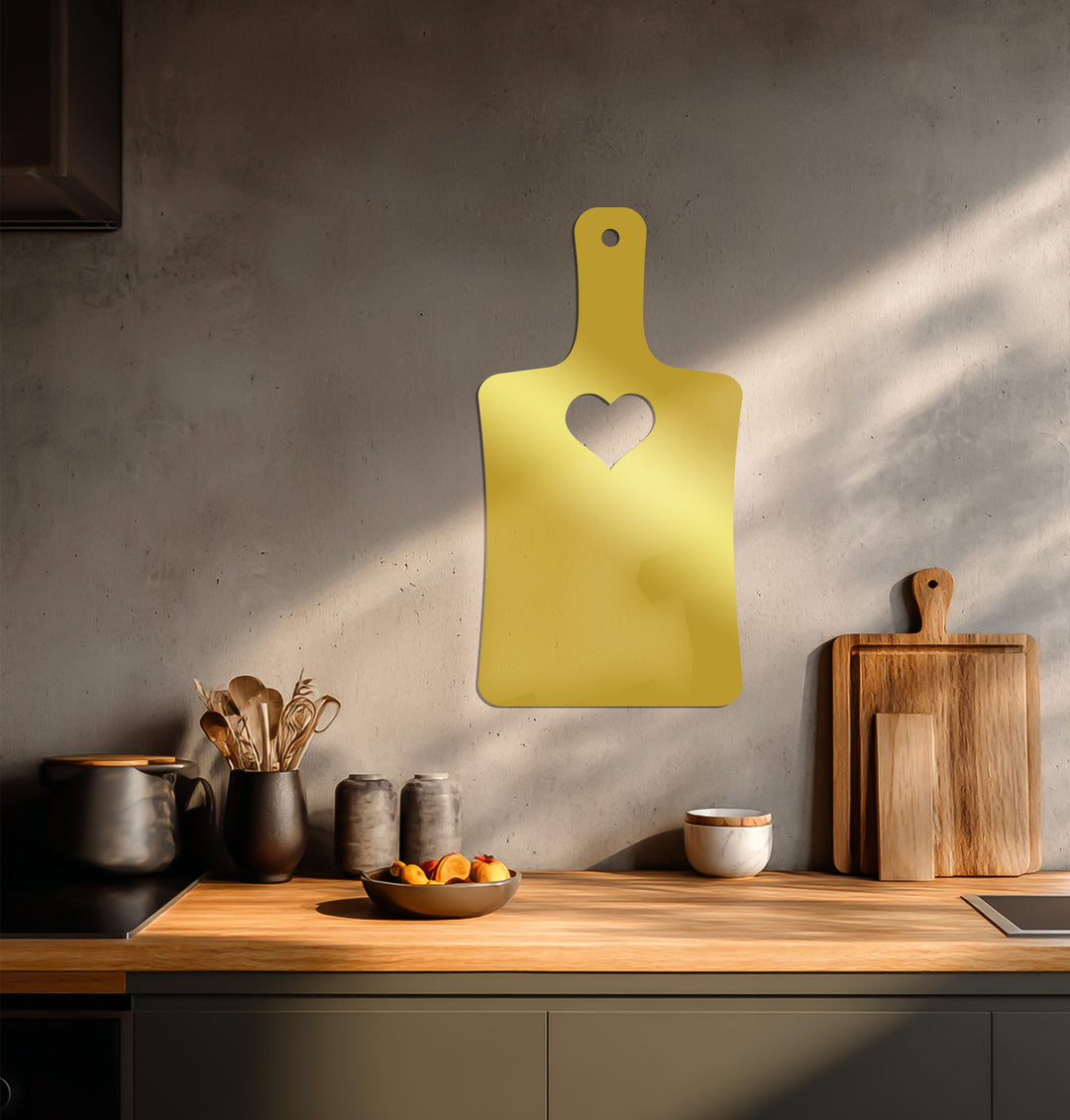 Heart Cutout Cutting Board – Minimalist Kitchen Metal Wall Art