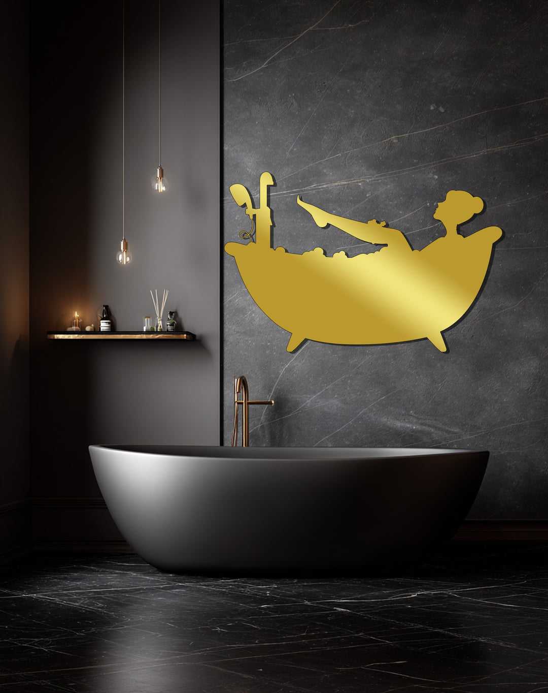 Relaxing Bathtub Silhouette – Modern Bathroom Metal Wall Art