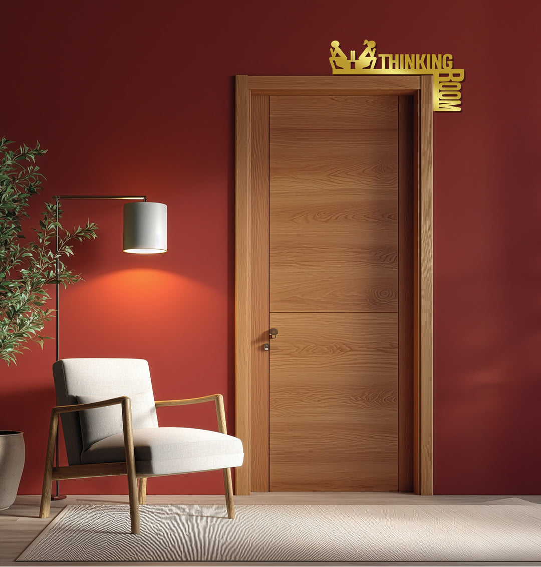 غرفة التفكير – لافتة معدنية مضحكة لباب الحمام