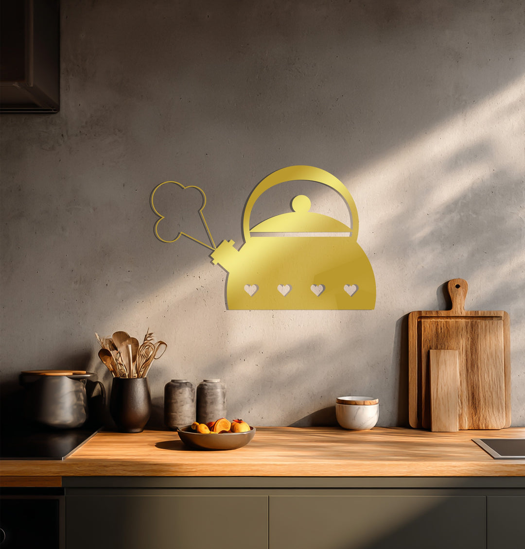 Heart Kettle Silhouette – Cozy Kitchen Metal Wall Art