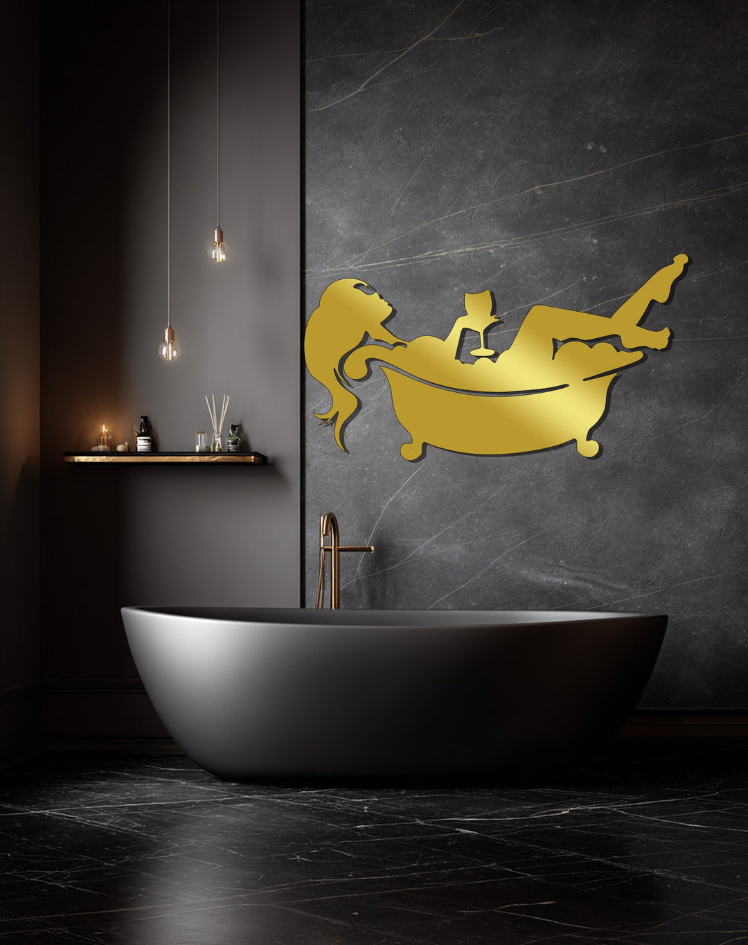 Relaxing Bath Silhouette – Modern Metal Bathroom Wall Art