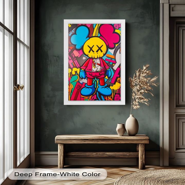 Neon Rebellion – KAWS Graffiti Ölgemälde