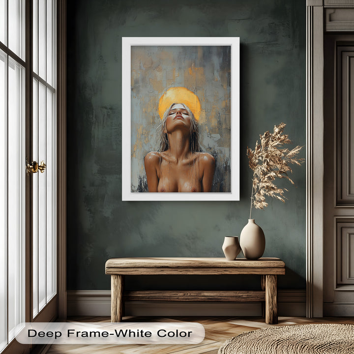 Haloed Grace – Ethereal Nude Portrait Oil Painting