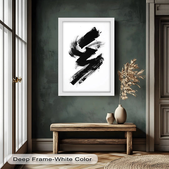 The darkest area showcases the bold texture and strokes of this black brushstroke oil painting artwork, creating a dramatic abstract expression.