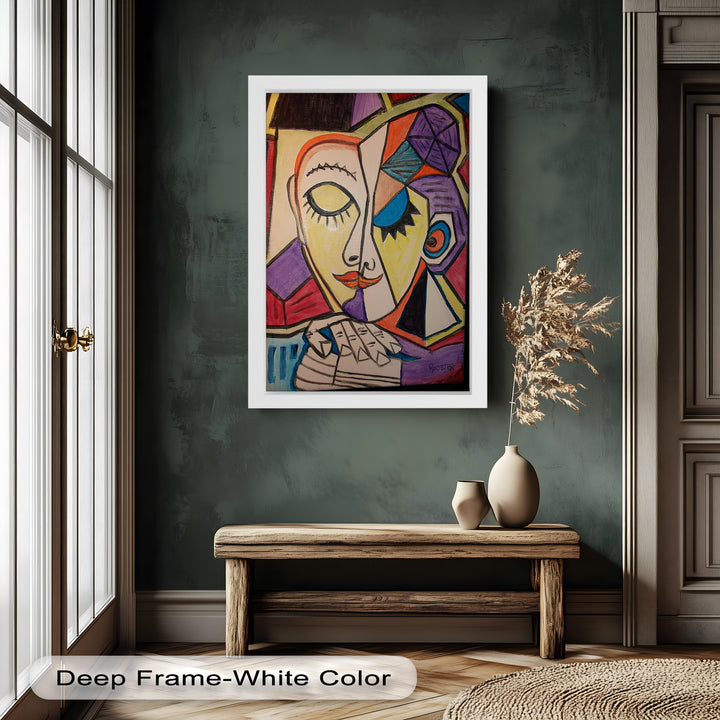 Unified Gaze – Dual Expression Abstract Picasso Oil Painting