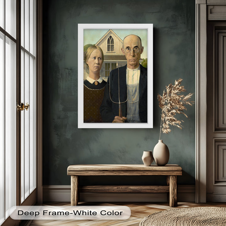 American Gothic – Ikonisches Porträt des Mittleren Westens, historisches Ölgemälde