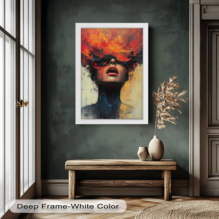 Inferno Within – Fiery Emotional Expression Abstract Oil Painting